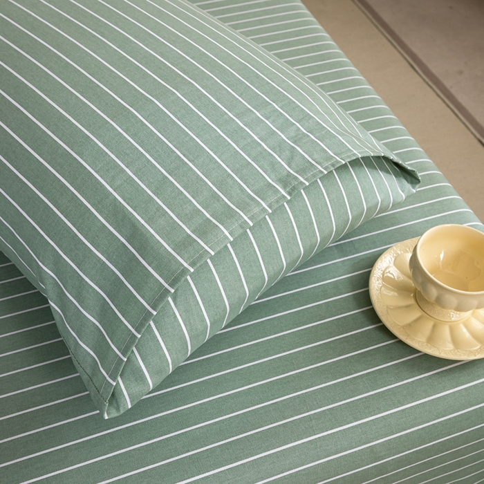 91家纺网 家纺一手货源 找家纺 鸣升 新款舒适透气100%全棉老粗布枕套 细川（绿）