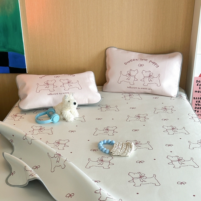 91家纺网 家纺一手货源 找家纺 时年 2024新款7A抗菌数码印花冰丝凉席（充值会员优惠10元） 甜甜修狗