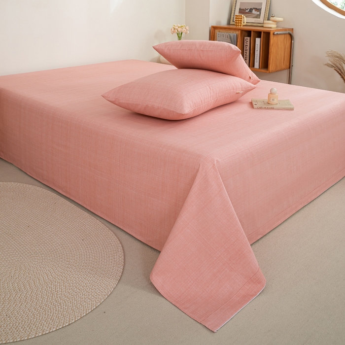 91家纺网 家纺一手货源 找家纺 鸣升 新款舒适透气100%全棉老粗布枕套 樱花（粉）