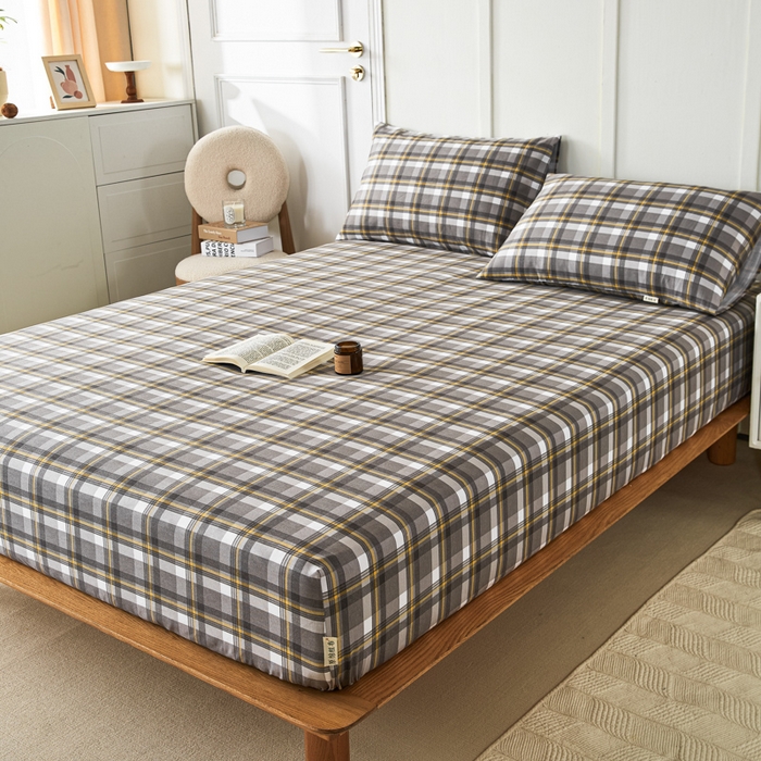 91家纺网 家纺一手货源 找家纺 鸣升 新款舒适透气全棉老粗布床笠 莫妮卡（灰）