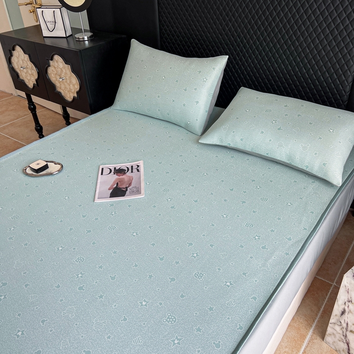 91家纺网 家纺一手货源 找家纺 慕尚家纺 2025新款提花席床笠款 床笠-米奇星星蓝