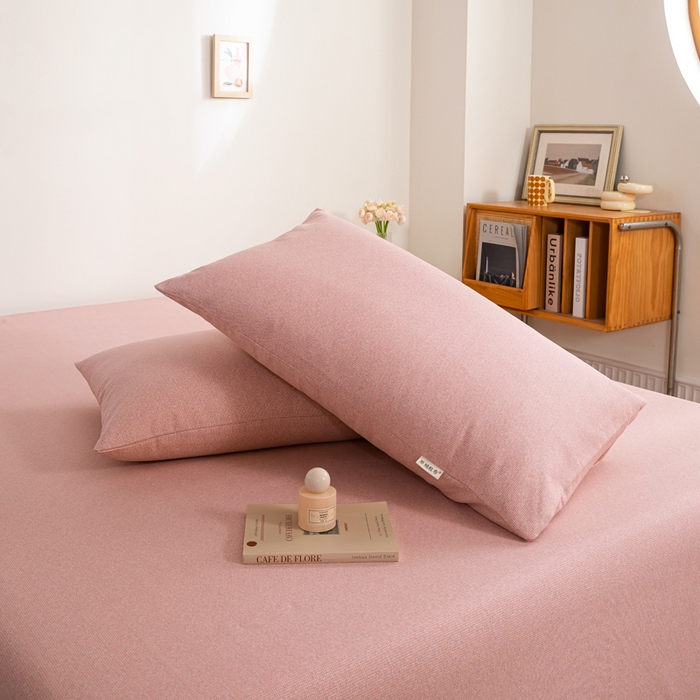 91家纺网 家纺一手货源 找家纺 鸣升 新款舒适透气100%全棉老粗布枕套 墨子（粉）