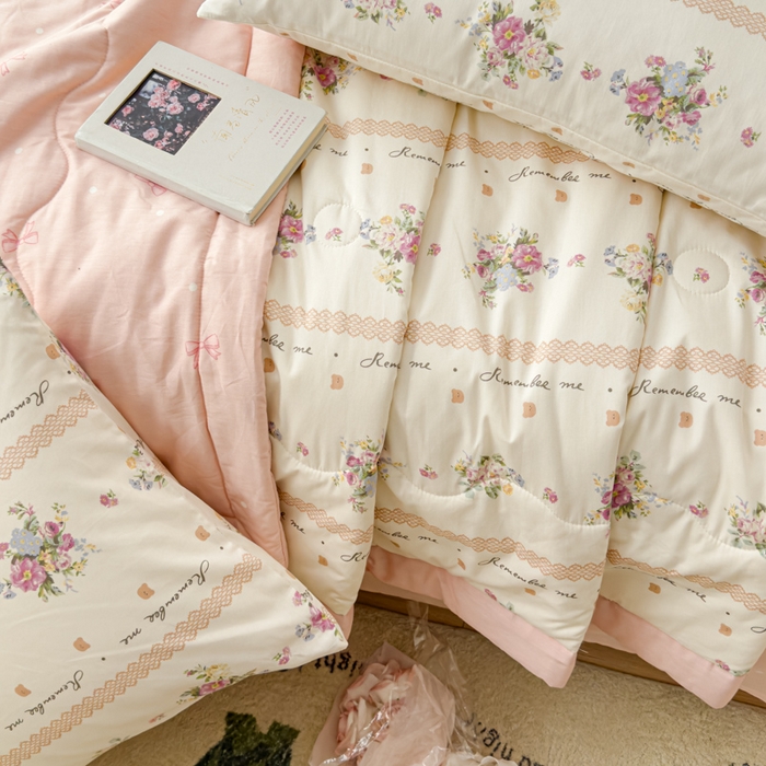 91家纺网 家纺一手货源 找家纺 金丝鸟家纺 2024新款全棉棉花夏被四件套 法式花团