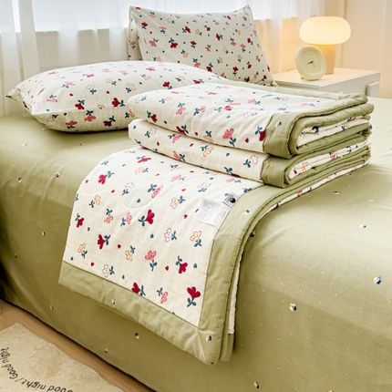 91家纺网 家纺一手货源 找家纺 金丝鸟家纺 2024新款全棉棉花夏被四件套 花束