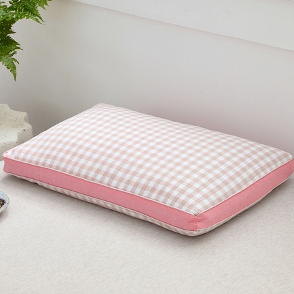 91家纺网 家纺一手货源 找家纺 （总）梦叶草 2024新款全棉色织水洗棉田园格子系列草本荞麦枕