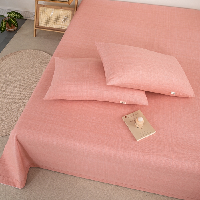 91家纺网 家纺一手货源 找家纺 鸣升 新款舒适透气100%全棉老粗布枕套 樱花（粉）