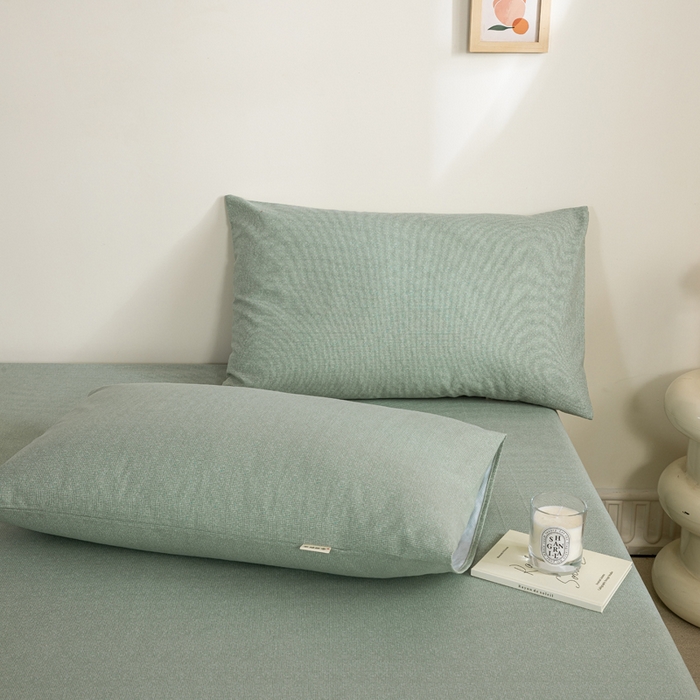 91家纺网 家纺一手货源 找家纺 鸣升 新款舒适透气100%全棉老粗布枕套 墨子（绿）