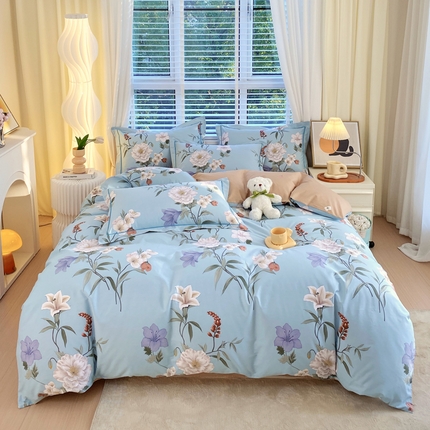 91家纺网 家纺一手货源 找家纺 星期三家纺2024新款全棉13372品质四件套（加老板微信有会员价） 暖熙蓝