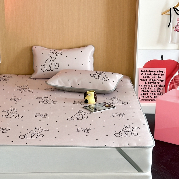 91家纺网 家纺一手货源 找家纺 时年 2024新款7A抗菌数码印花冰丝凉席（充值会员优惠10元） 波点兔兔