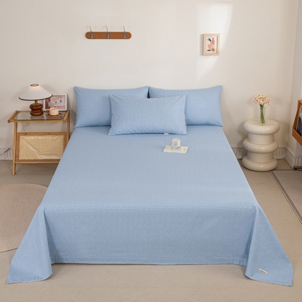 鸣升 新款舒适透气100%全棉老粗布床单 墨子（兰）
