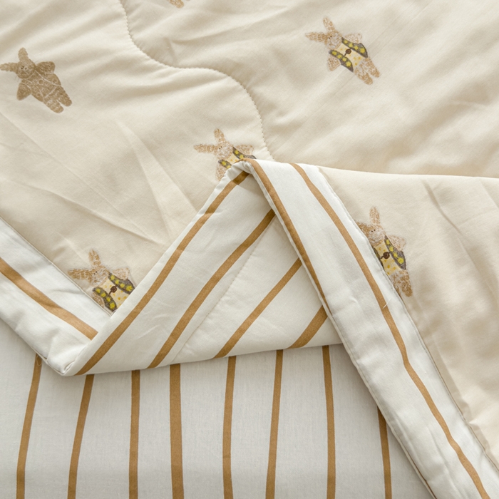 91家纺网 家纺一手货源 找家纺 金丝鸟家纺 2024新款全棉棉花夏被四件套 跳跳兔