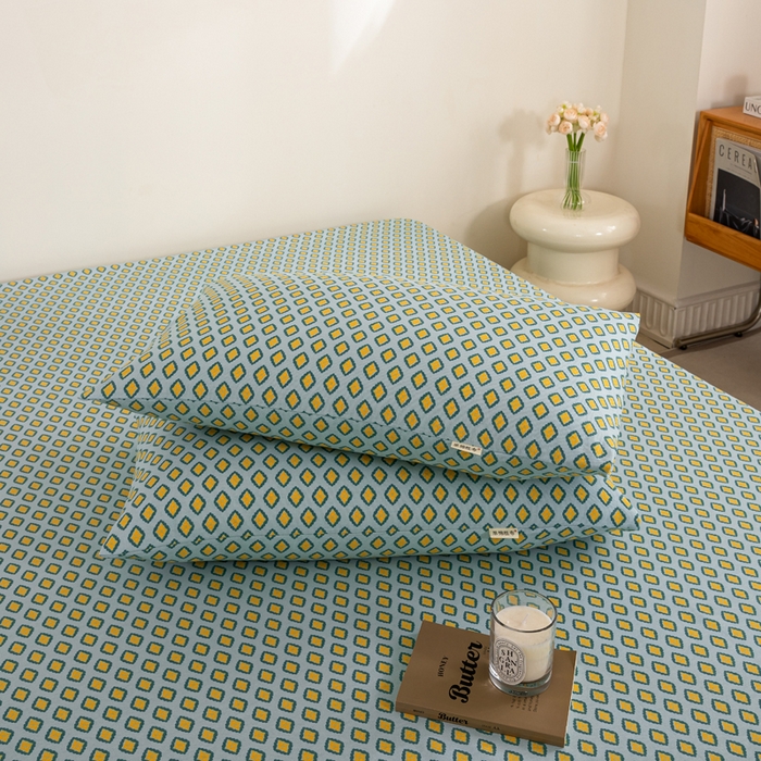 91家纺网 家纺一手货源 找家纺 鸣升 新款舒适透气100%全棉老粗布枕套 岸谷-绿