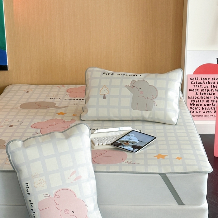 91家纺网 家纺一手货源 找家纺 时年 2024新款7A抗菌数码印花冰丝凉席（充值会员优惠10元） 萌宠小象