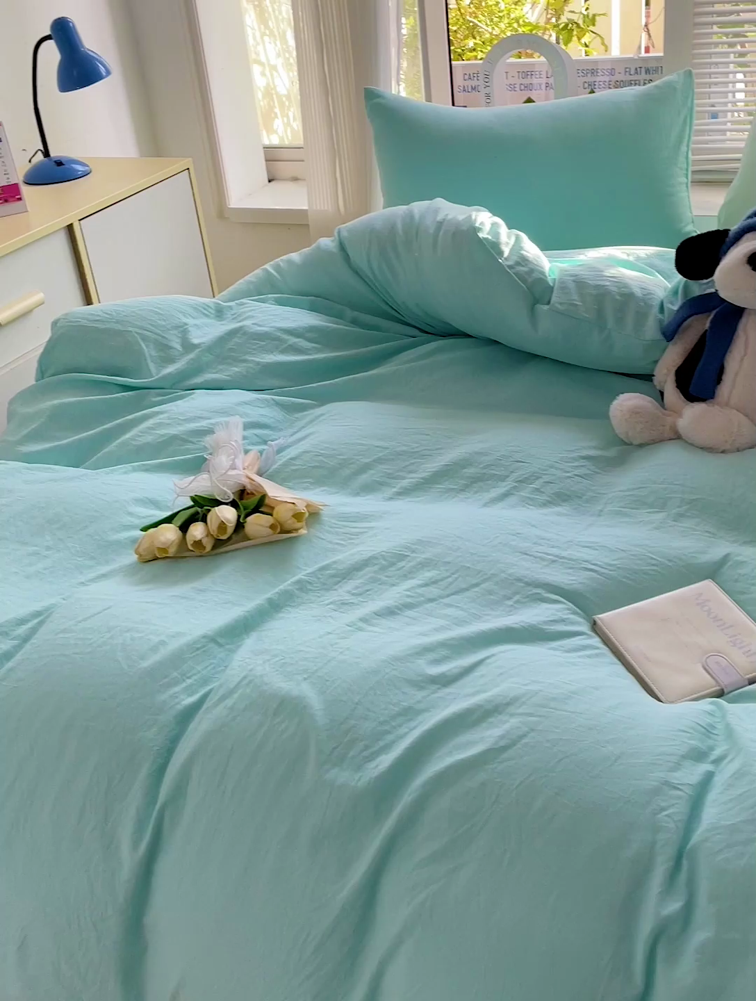 91家纺网 家纺一手货源 找家纺 艾特你 2024新款A类水洗棉被套纯色被套单被套素色被套 混搭-水绿藻绿