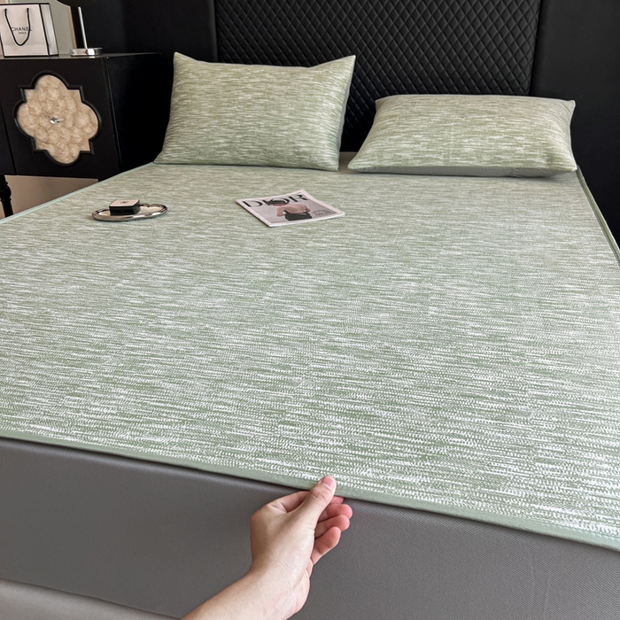 91家纺网 家纺一手货源 找家纺 慕尚家纺 2025新款提花席床笠款 床笠-迷雾绿