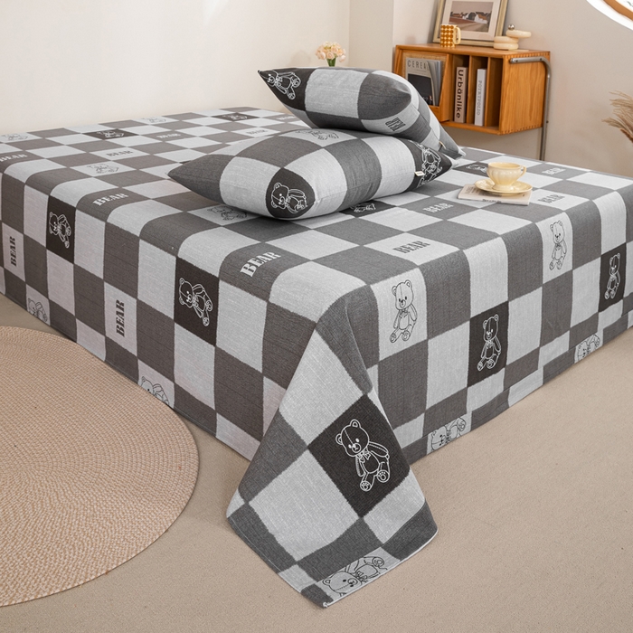 91家纺网 家纺一手货源 找家纺 鸣升 新款舒适透气100%全棉老粗布枕套 巴比熊（灰）