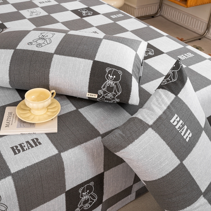 91家纺网 家纺一手货源 找家纺 鸣升 新款舒适透气100%全棉老粗布枕套 巴比熊（灰）