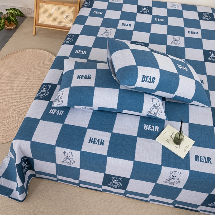 91家纺网 家纺一手货源 找家纺 鸣升 新款舒适透气100%全棉老粗布枕套 巴比熊（兰）