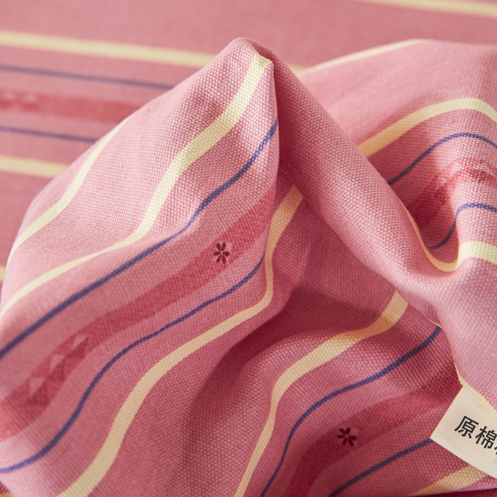 91家纺网 家纺一手货源 找家纺 鸣升 新款舒适透气全棉老粗布床笠 北野-粉