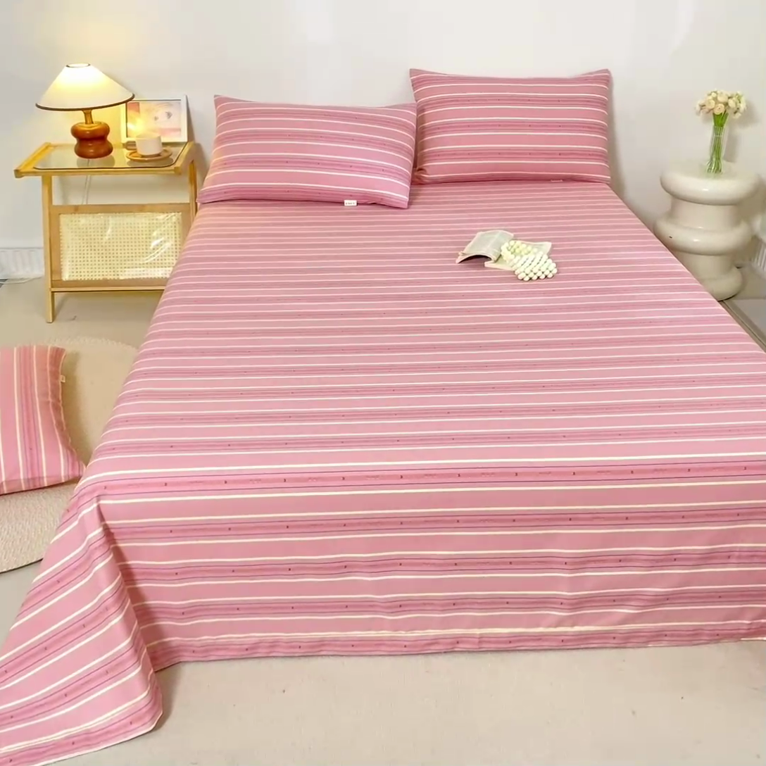 91家纺网 家纺一手货源 找家纺 鸣升 新款舒适透气100%全棉老粗布枕套 北野-粉