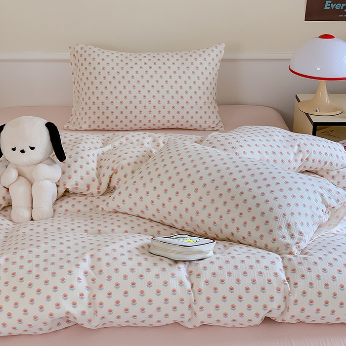 91家纺网 家纺一手货源 找家纺 （总）萝莉家纺2025新款全棉双层皱皱纱四件套