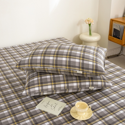 鸣升 新款舒适透气100%全棉老粗布枕套 莫妮卡（灰）