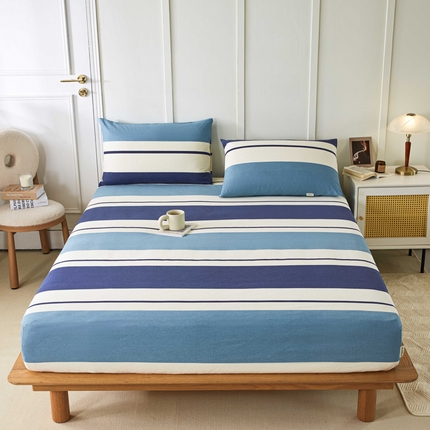 鸣升 新款舒适透气全棉老粗布床笠 欢乐