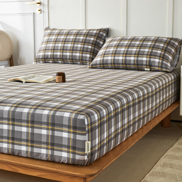 91家纺网 家纺一手货源 找家纺 鸣升 新款舒适透气全棉老粗布床笠 莫妮卡（灰）