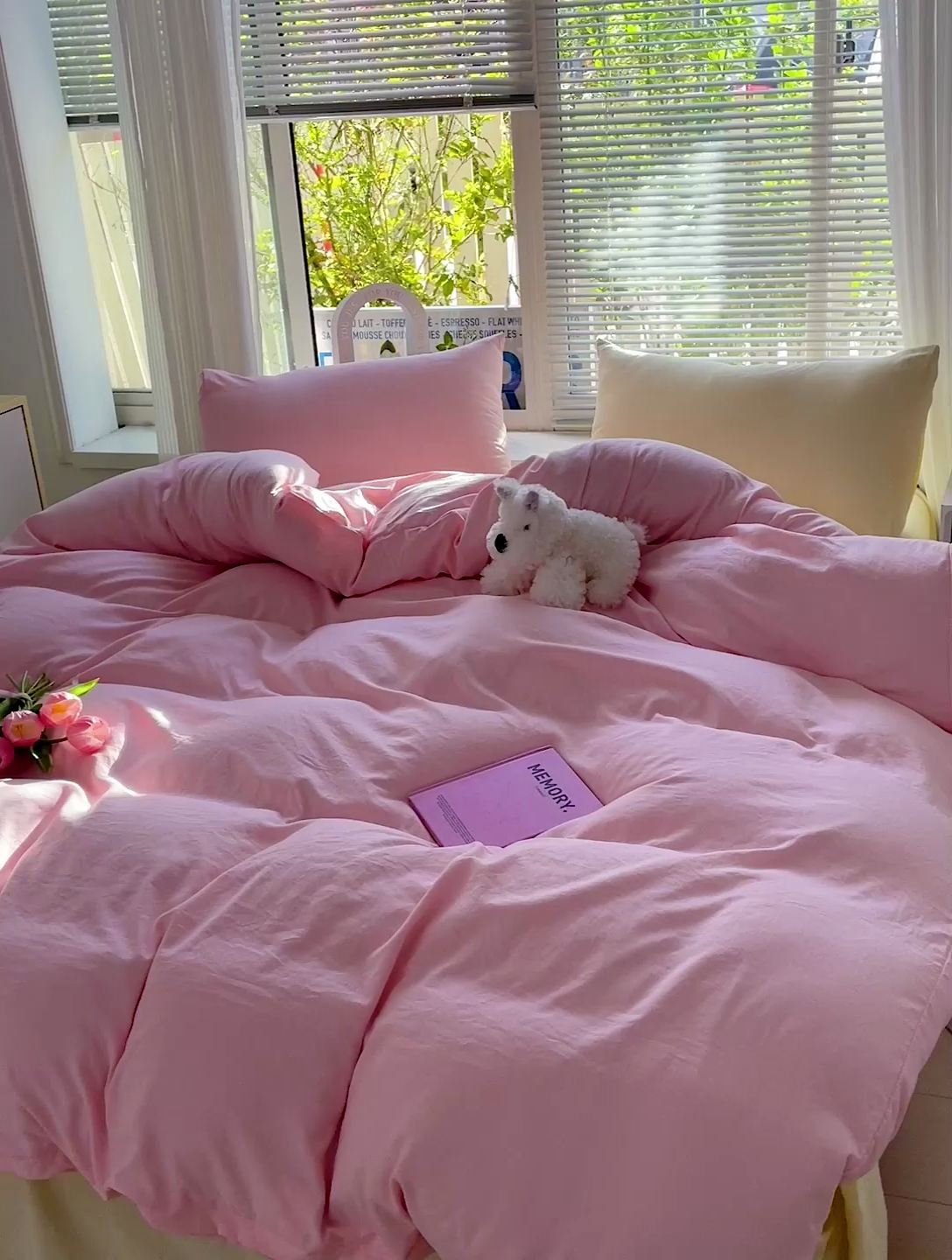 91家纺网 家纺一手货源 找家纺 艾特你 2024新款A类水洗棉被套纯色被套单被套素色被套 混搭-粉黄