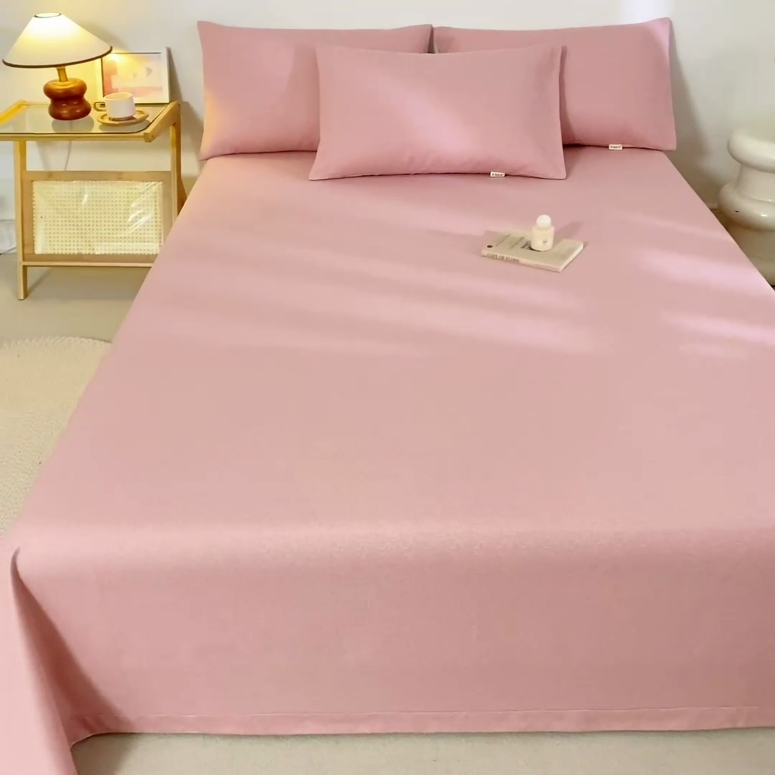 91家纺网 家纺一手货源 找家纺 鸣升 新款舒适透气100%全棉老粗布枕套 墨子（粉）