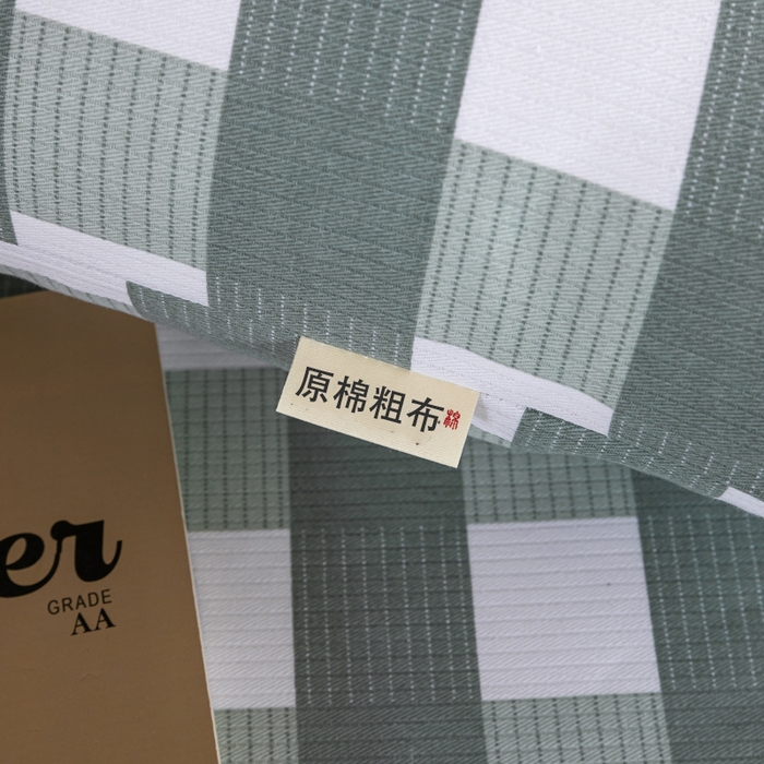 91家纺网 家纺一手货源 找家纺 鸣升 新款舒适透气100%全棉老粗布枕套 灰中格