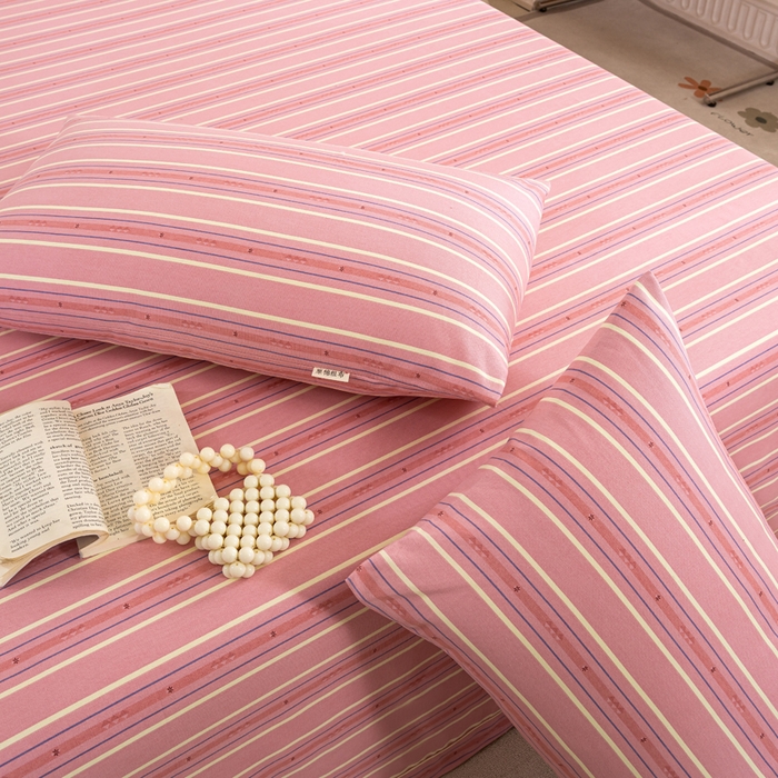 91家纺网 家纺一手货源 找家纺 鸣升 新款舒适透气100%全棉老粗布枕套 北野-粉