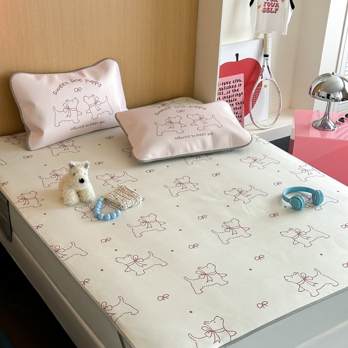 91家纺网 家纺一手货源 找家纺 时年 2024新款7A抗菌数码印花冰丝凉席（充值会员优惠10元） 甜甜修狗