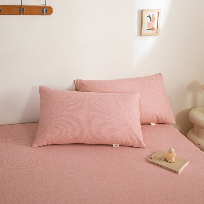 91家纺网 家纺一手货源 找家纺 鸣升 新款舒适透气100%全棉老粗布枕套 墨子（粉）