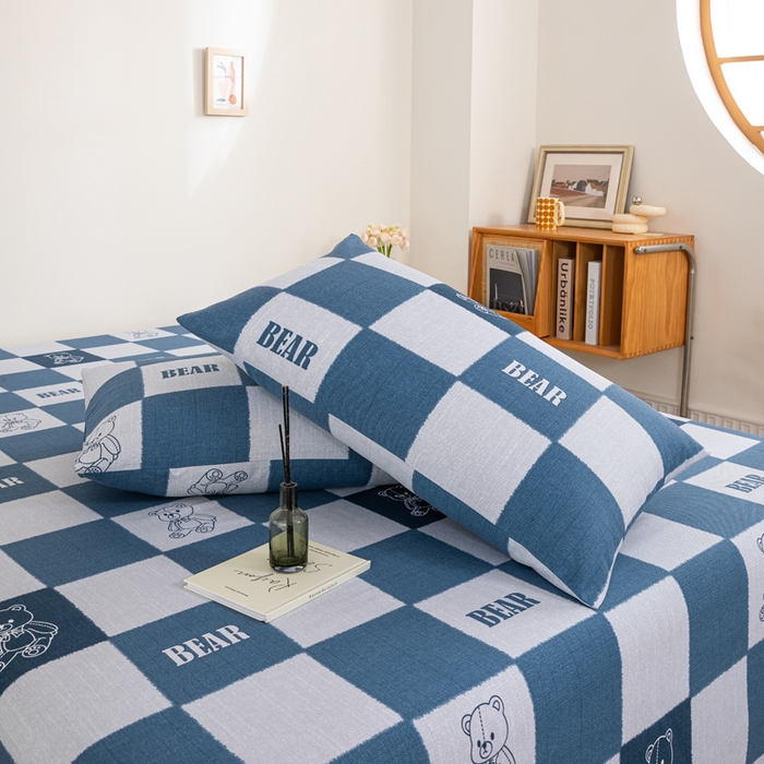 91家纺网 家纺一手货源 找家纺 鸣升 新款舒适透气100%全棉老粗布枕套 巴比熊（兰）