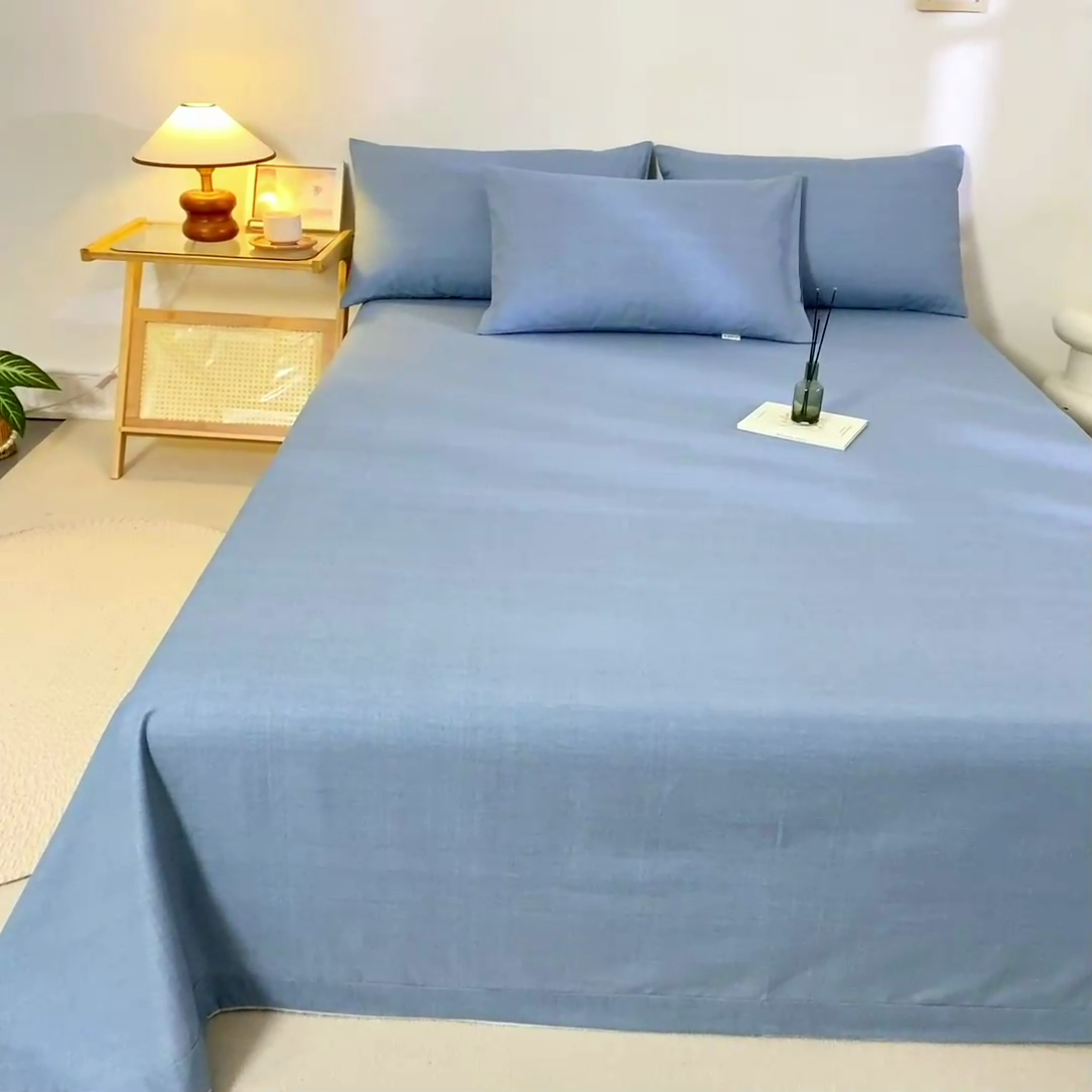 91家纺网 家纺一手货源 找家纺 鸣升 新款舒适透气100%全棉老粗布枕套 樱花-兰