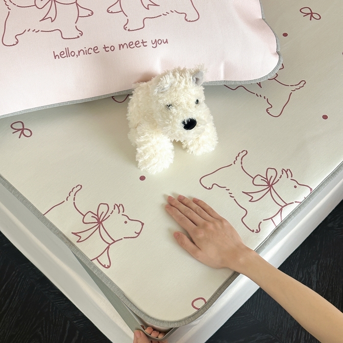 91家纺网 家纺一手货源 找家纺 时年 2024新款7A抗菌数码印花冰丝凉席（充值会员优惠10元） 甜甜修狗