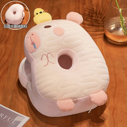 仟亿莱 2024新款佛系水豚乳胶冰丝午睡枕 乳胶小鸡水豚午睡-2