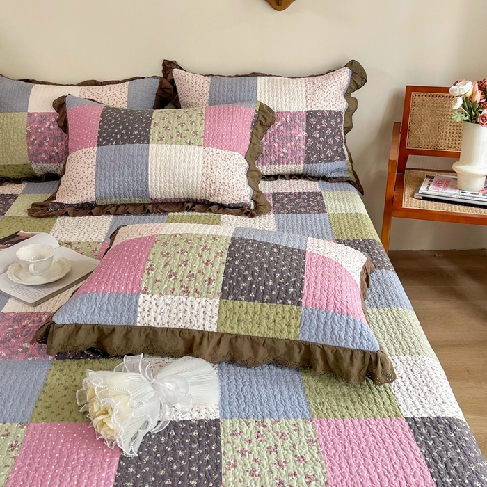 91家纺网 家纺一手货源 找家纺 添越 2024新款纯棉砂洗床盖 百福格