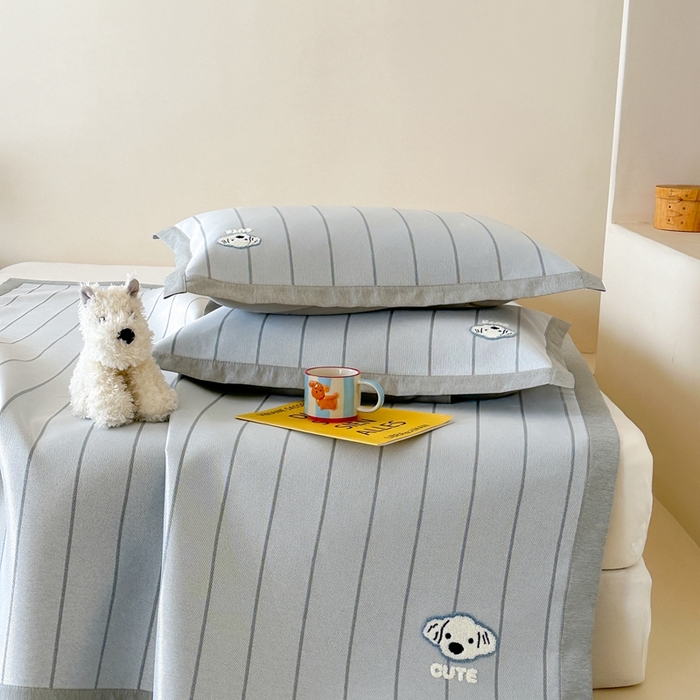 91家纺网 家纺一手货源 找家纺 时年 2024新款7A抗菌提花毛巾绣冰丝凉席（充值会员优惠10元） 冰丝毛巾绣-可爱修狗