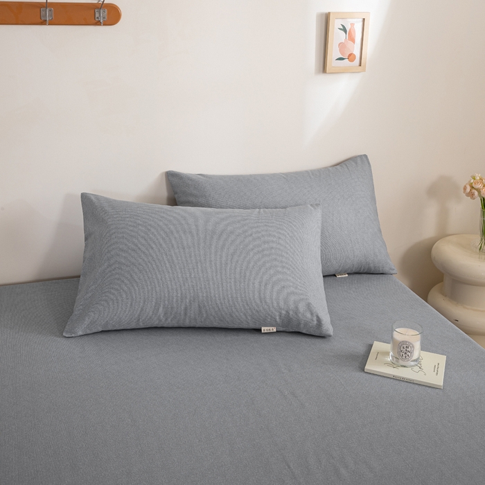 91家纺网 家纺一手货源 找家纺 鸣升 新款舒适透气100%全棉老粗布枕套 墨子（灰）