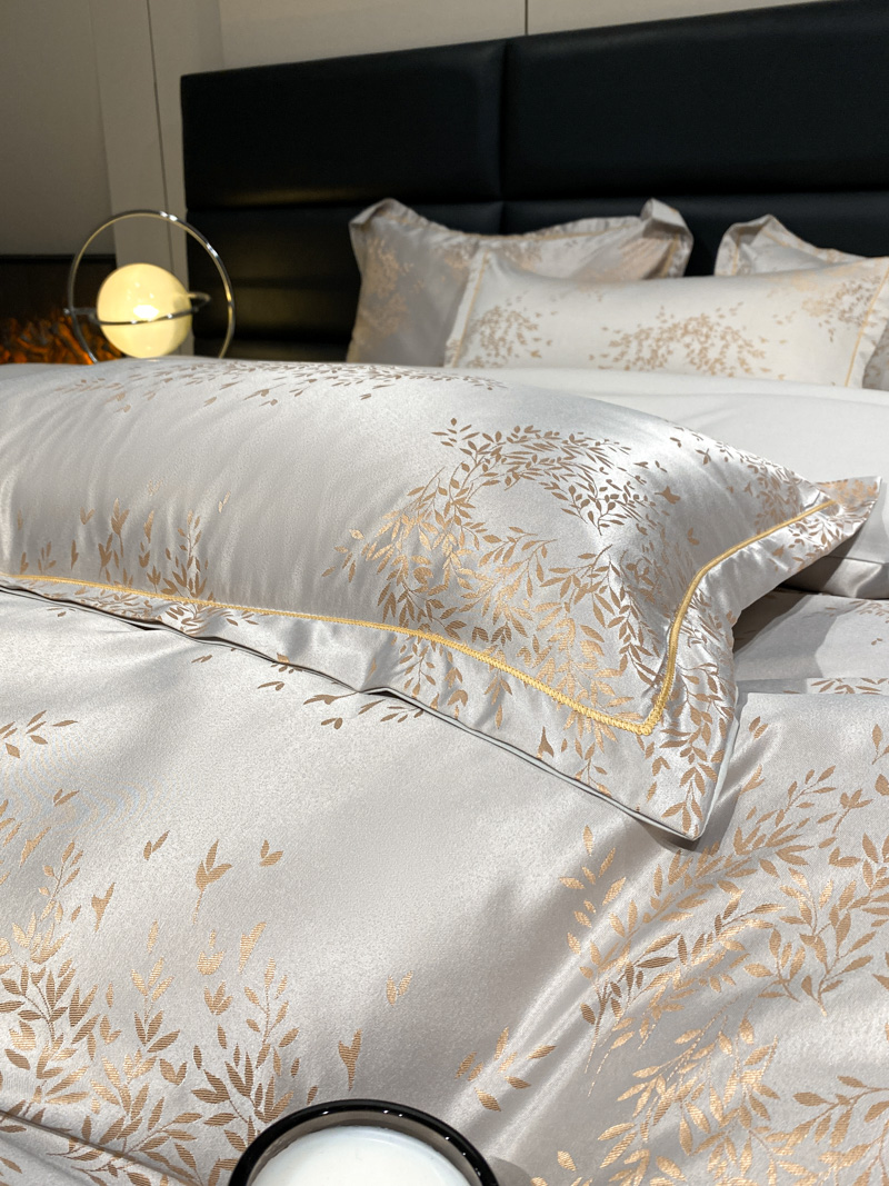 91家纺网 家纺一手货源 找家纺 （总）潮邦创意家居 2025新款阳离子提花天丝棉四件套-金枝玉叶（可配礼盒）【含买家秀】
