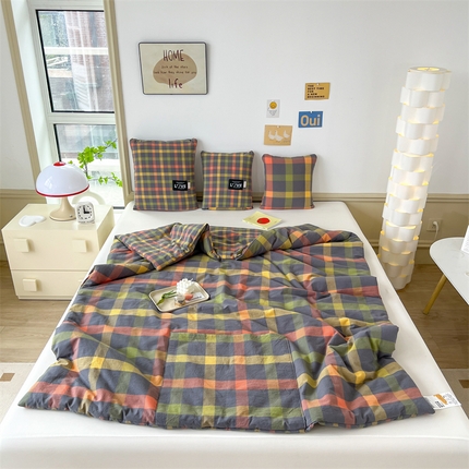 翰轩家居 2024新款全棉色织水洗棉抱枕被 格调生活