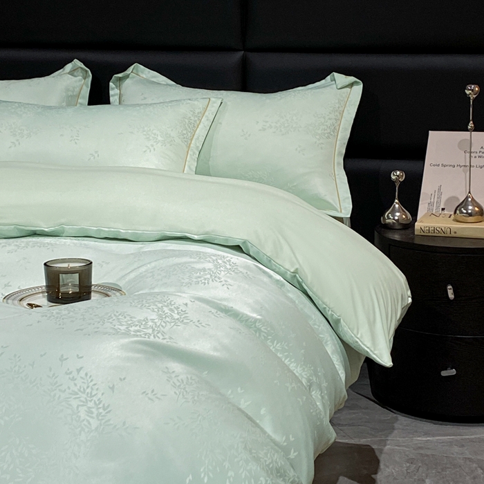 91家纺网 家纺一手货源 找家纺 潮邦创意家居 2025新款阳离子提花天丝棉四件套-金枝玉叶（可配礼盒） 小春野