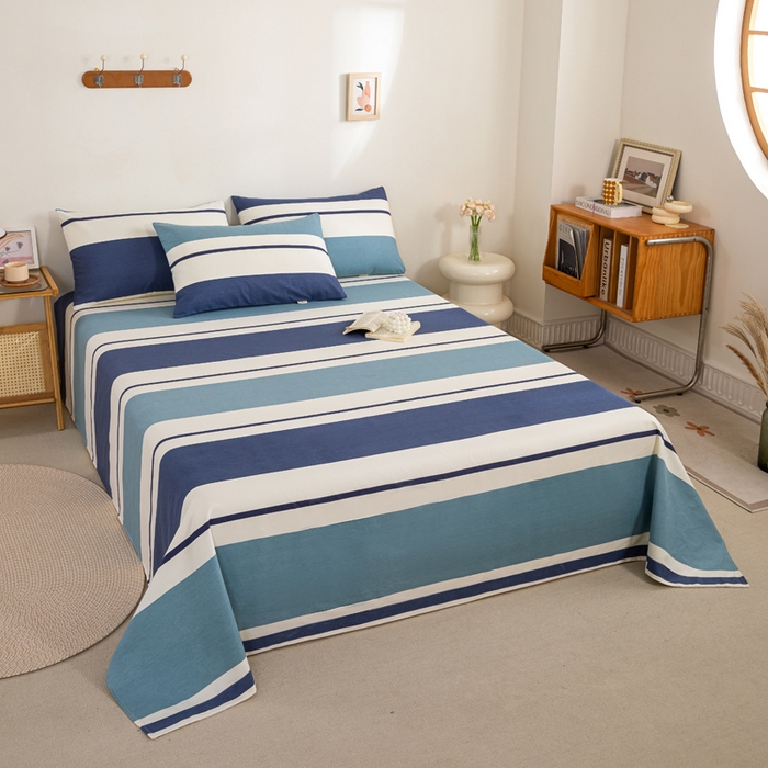 91家纺网 家纺一手货源 找家纺 鸣升 新款舒适透气100%全棉老粗布床单 欢乐