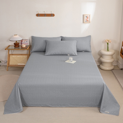 91家纺网 家纺一手货源 找家纺 鸣升 新款舒适透气100%全棉老粗布床单 墨子（灰）