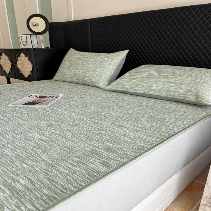 91家纺网 家纺一手货源 找家纺 慕尚家纺 2025新款提花席床笠款 床笠-迷雾绿