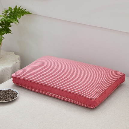 91家纺网 家纺一手货源 找家纺 （总）梦叶草 2024新款全棉色织水洗棉条纹系列草本荞麦枕