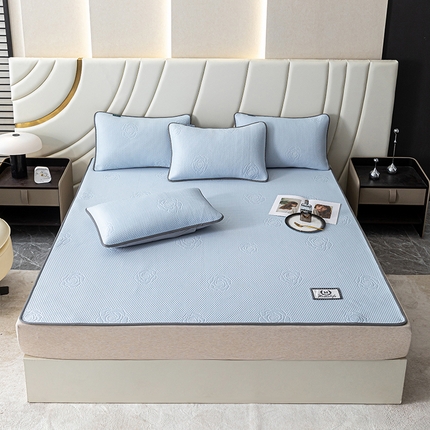 91家纺网 家纺一手货源 找家纺 好眠好梦家纺 2024新款玫瑰之恋凉感席（床单款） 冰心蓝