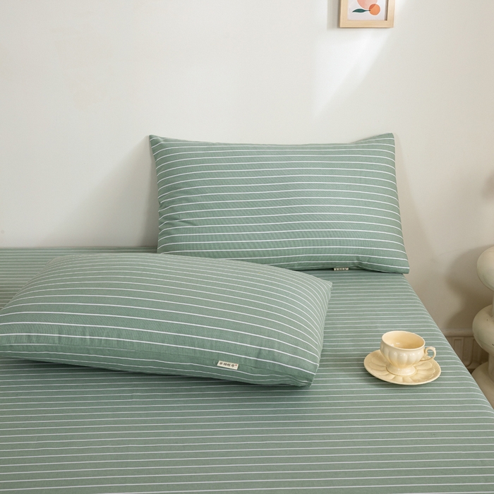 91家纺网 家纺一手货源 找家纺 鸣升 新款舒适透气100%全棉老粗布枕套 细川（绿）